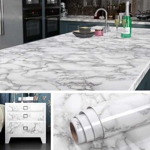 PVC Marble Self adhesive Wallpaper Decor Kitchen Bathroom 3D Waterproof marble Sticker Furniture Waterproof Desktop wall Sticker