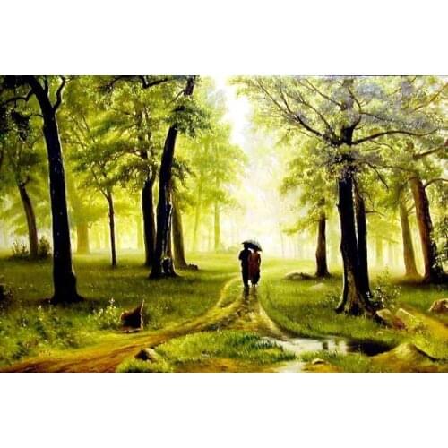 Needlework,for embroidery,DIY 14CT Unprinted Cross stitch kits Walking in the rain scenic Cross-Stitching home decor crafts