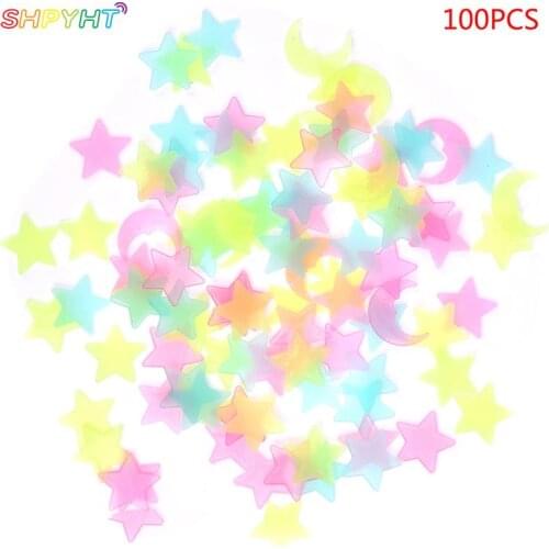 100Pcs/Bag light Glow in the Dark Toys Luminous Star Stickers Bedroom Sofa Fluorescent Painting Toy PVC Stickers Kids Room NEW