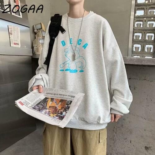 ZOGAA Youth Mens Round Neck Sweatshirt Trendy Simple Harajuku Student Plus Size Sweatshirt Casual Hip-Hop Streetwear Sweatshirt