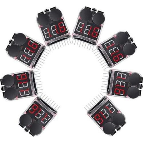TOP 8 Pieces 2-In-1 Lipo Battery Voltage Tester Low Voltage Buzzer Alarm Battery Capacity Indicator Monitor