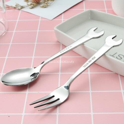 Wrench Shape Tableware Fork Spoon Gift Fruit Dessrt Salad Forks Home Kitchen Stainless Steel Cutlery