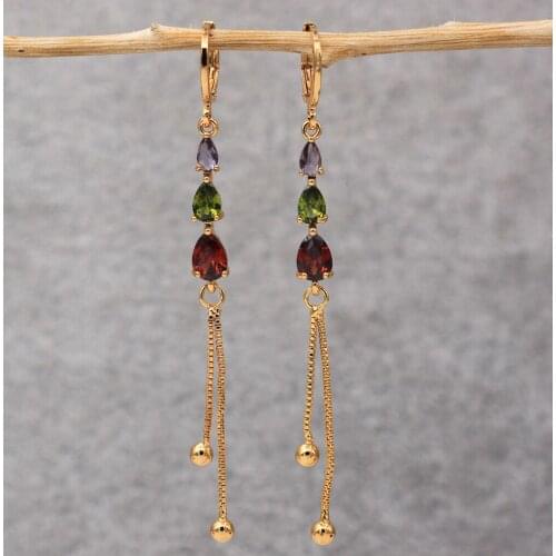 Dangle Drop Earrings Water Drop Red Cubic Zirconia Copper Earring For Women Fashion Jewelry Accessories Wedding Anniversary Gift