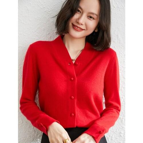 High Grade 2021 New Fashion 100% Pure Cashmere Knitted Sweaters Cardigans Winter Long Sleeve For Woman Tops