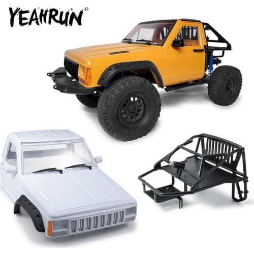 YEAHRUN RC Car Cherokee Truck Body Cab & Back-Half Cage for Traxxas TRX4 Axial SCX10 II 90046 1/10 RC Crawler Car Upgrade Parts