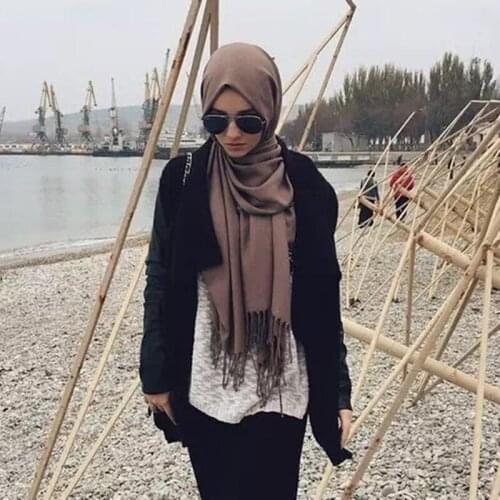 Women solid cashmere scarves with tassel lady spring autumn thin long scarf high quality female shawl hot sale men scarf 10pcs