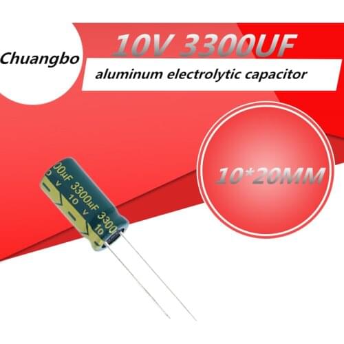 10pcs 10V 3300UF 10*20 Low ESR/Impedance high frequency aluminum electrolytic capacitor size 10*20MM 3300UF 10V 20