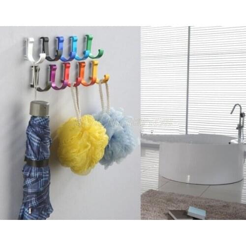 100pcs Modern Aluminum alloy Color Hooks Kitchen Door Rear Coat Wall Hooks For Clothes Bathroom Hardware Accessories