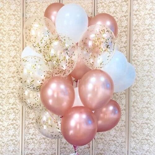15pcs/set rose gold balloon birthday party metal gold Chrome latex balloons wedding baby shower party decorations helium globos