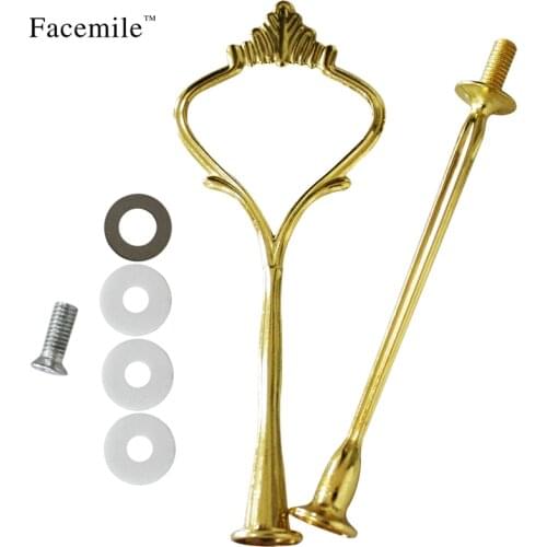 2 Tier Crown Fruit Gift Plate Handle Fitting Hardware Rod Stand Holder Stainless Steel Fruits Gift Dessert stand no plate 01107