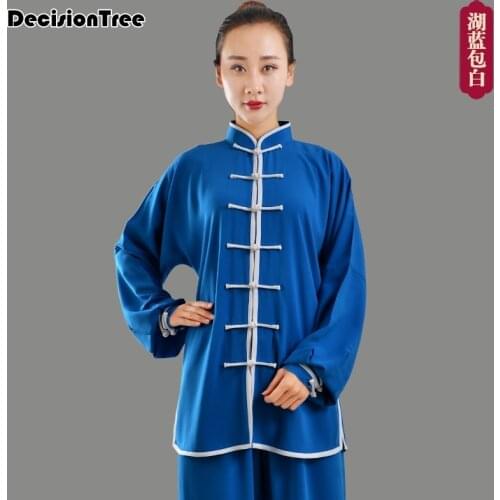 2021 martial arts set man women long sleeve stand collar clothes uniform suit unisex kungfu wushu set chinese tai chi clothes