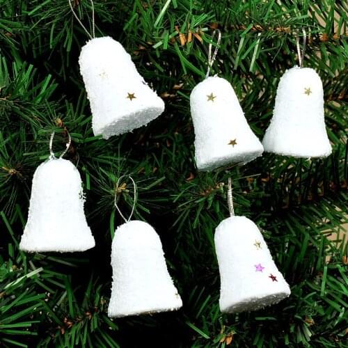 4.5*3.5CM 2021 Christmas Ornaments Ornaments Decorations Party Decorations White Snow Scene Bell Pendant New Year Decor For Home