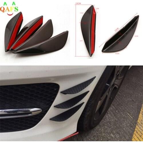 4PCS Bumper spoiler Universal Front Bumper Lip Splitter Fins Body Spoiler Canard Valence Chin Baffle Plate