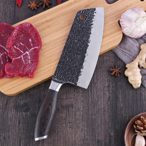 7.5" Inch Kitchen Slicing Knife Chef Butcher Cutting Chopping Knife Cleaver Cutter Wood Handle Kitchen Outdoor Cooking Tools