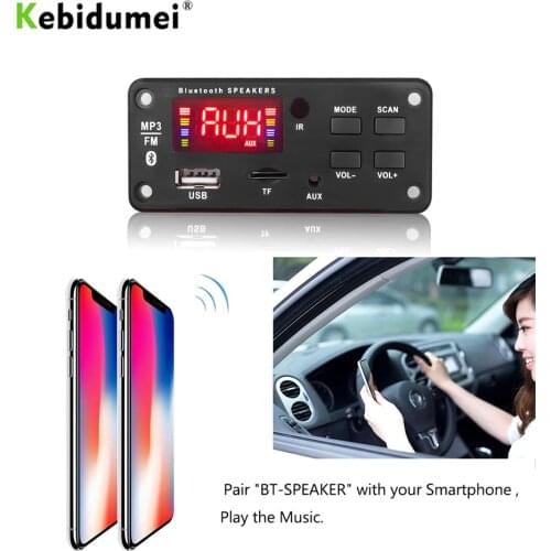Bluetooth 5.0 5V-12V Handsfree Car Radio MP3 Player Decoder Board Support Recording FM TF SD Card AUX With MIC Audio Module