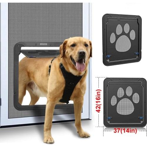 Dog Cat Screen Door Lockable Puppy Safety Magnetic Flap with 4 Way Security Lock ABS Plastic Free Entry And Exit For Small Pets