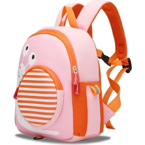 Kids Snail Cartoon School Bags Kindergarten Anti-lost Safe Neoprene SBR Fabric Backpack for Children Girls