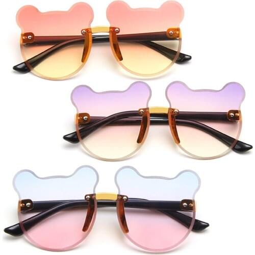 Child Bear Ears Frame Girls Boys Sunglasses Blue Pink Lens UV400 Eye Protection Children Kids Outdoor Eyewear