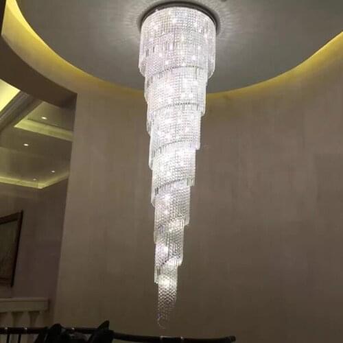 Long-scale new luxury spiral crystal chandeliers lights fixtures LED K9 modern crystal lamp staircase chandeliers lighting