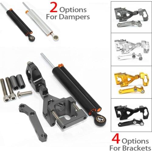 For K250 NINJIA 250R EX250 2008 2009 2010 2011 2012 CNC Steering Damper Stabilizer Set Linear Reversed With Mounting Bracket
