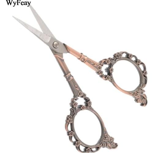 4 Color Stainless Steel European Vintage Floral Sewing Scissors Short Cutter Durable Tailor Scissors For Fabric Crafts Household