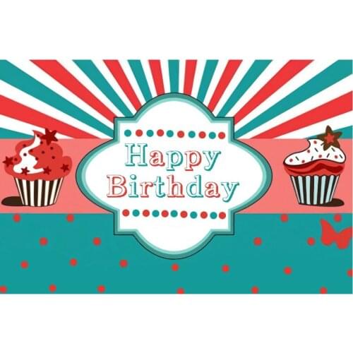 Happy Birthday Backdrop Green and Red Photography Background Holiday Celebration Photo Booth Studio Decor