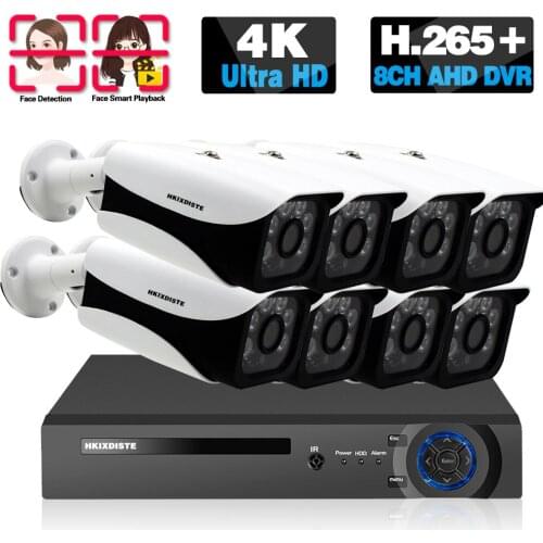 H.265 CCTV Camera Security System Kit with DVR 8CH 4K Outdoor Waterproof Video Surveillance System Set 8MP 8 Channel DVR Kit 5MP