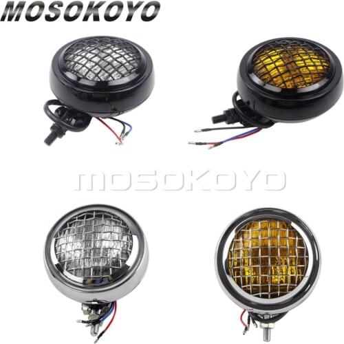 Chrome Vintage 4.5 Inch Universal Headlight Custom Front Running Light for Honda Kawasaki Yamaha Suzuki CB CL XS Scrambler