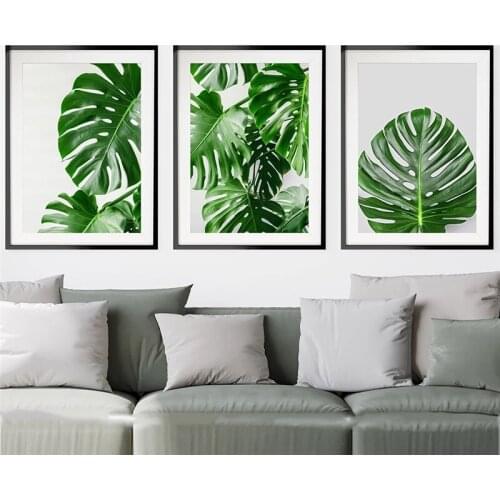 Monstera Tropical Plants Leaf Green Wall Art Plant Poster Nordic Canvas Decoration Picture Botanical Print Painting Modern Home