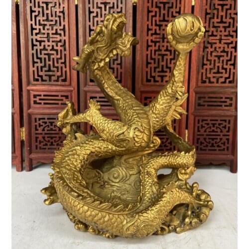 China brass Feng Shui recruit wealth dragon crafts statue