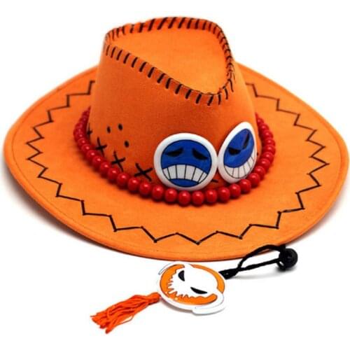 Classic High-quality One Piece Portgas D Ace Cosplay Hat Cowboy Caps Pirates Caps Bones Skull Toys Cosplay Accessories
