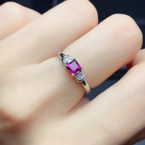 CoLife Jewelry Fashion Garnet Ring for Daily Wear 4mm Natural Garnet Silver Ring 925 Silver Garnet Jewelry Gift for Girl
