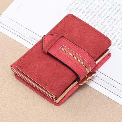 Korean Casual Women Girls Short Three Fold Wallets Female Hasp Small Coin Purses Multi-Cards Holders Ladies Matte Clutch