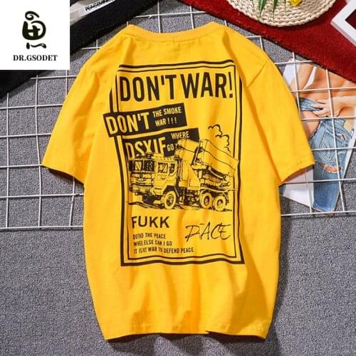 GSODET SummerT-Shirt Couple Cotton Student Personality Truck Print Mens and Womens Short-Sleeved Loose Tops