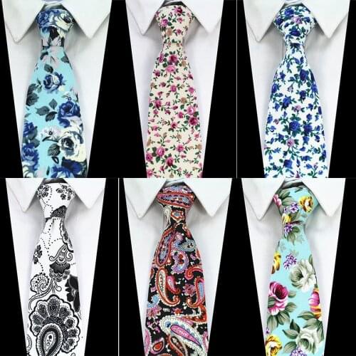 Ricnais Fashion 8cm Cotton Tie For Mens Business Wedding Necktie Bule Red Print Paisley Floral Gravata Accessories Neck Ties