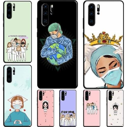 Cartoon Medicine Doctor Nurse Case For Huawei P30 P40 Lite P20 Pro Nova 5T P Smart 2021 Honor 9A 10X Lite 10i 8X Cover