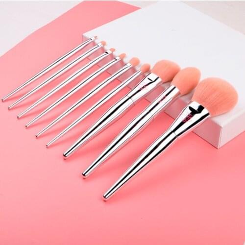 9pcs/Set Silver Makeup brushes Set Foundation Blusher Bronzer Highlighter Eye shadow eyebrow Make up brush Orange hair