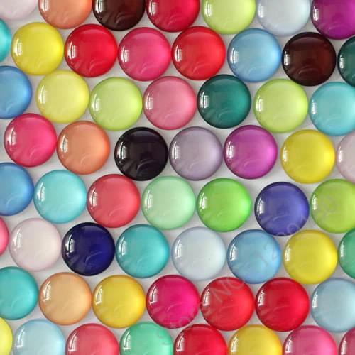 12mm Random Mixed Colorful Round Glass Cabochon Flatback Photo Base Tray Blank DIY Making Accessories In pairs 50pcs K02796