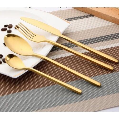 30set High Quality Gold Cutlery Scoop Fork Knife Tea Scoop Gold Stainless Steel Food Silverware Dinnerware Set Utensil ZA5139