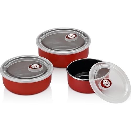 Neva N1036 Sweet 3'lü Enamel Storage Bowl Red