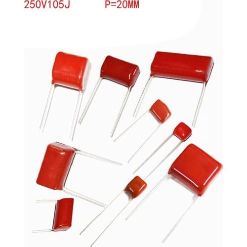 New 20pcs/lot CBB CL21 250V105J 1UF Pitch 20MM 105J 250V CBB Polypropylene film capacitor