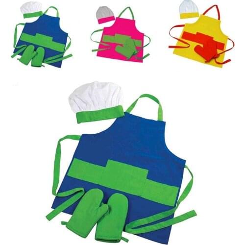 Customized Wholesale Dropshipping 40*60cm Kids Drawing Cooking/Baking Game Deluxe Kitchen Chef Costume Girl/Boy Chef Apron Sets