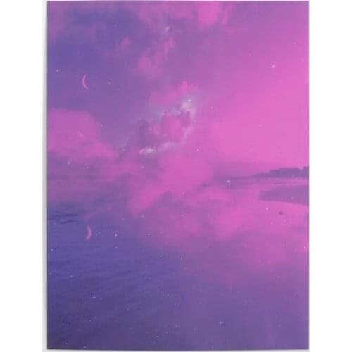 Canvas Printed Poster Home Bech Serenade Decorative Painting Wall Artwork Moon Pictures Living Room Purple Sky Modular No Framed