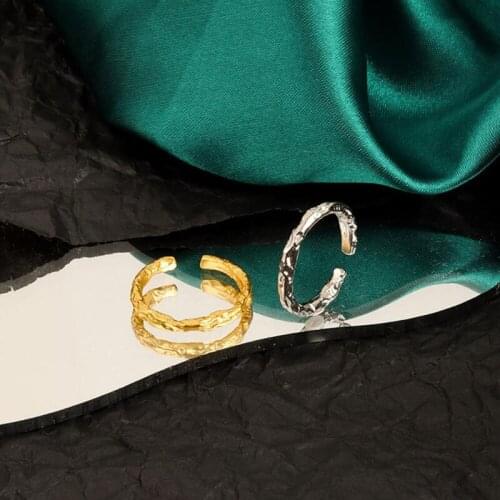 Simple Rings For Women Tin Foil Fold Texture Silver Color Jewelry Lady Open Size Ring Girl Gift Finger Accessories KOFSAC