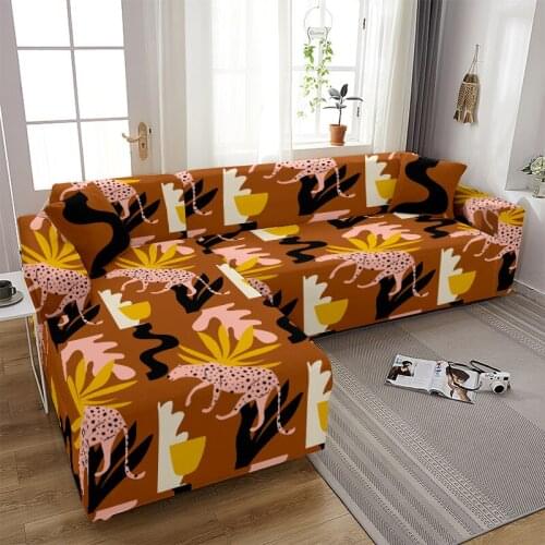 Cartoon Animal Pattern Abstract Printing L-Shaped Sofa Cover Living Room Dustproof Sofa Cover Corner Sofa Cover Protective Cover