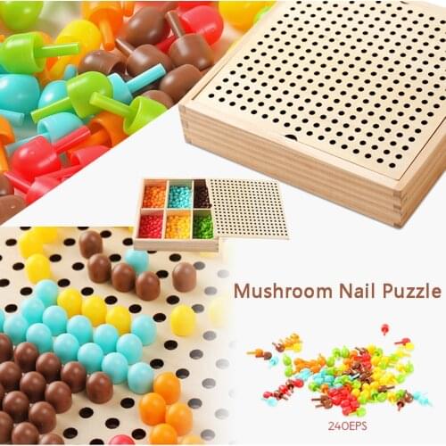 Early Educational Mushroom Nail Beads Puzzle Toys Parent-child Intelligent 3D Puzzle Games Jigsaw Board As For Children Gift
