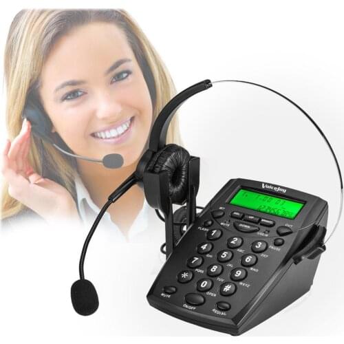 Call Center Phone Dialpad Telephone with Noise Cancellation Headset, PC Recording ,Volume, Mute,Redial Function office telephone
