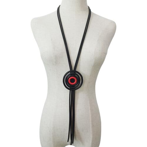 YD&YDBZ New Long Pendant Necklace For Women Goth Fashion Red Leather Rubber Meterial Choker Chain Minimalist Jewelry Necklaces