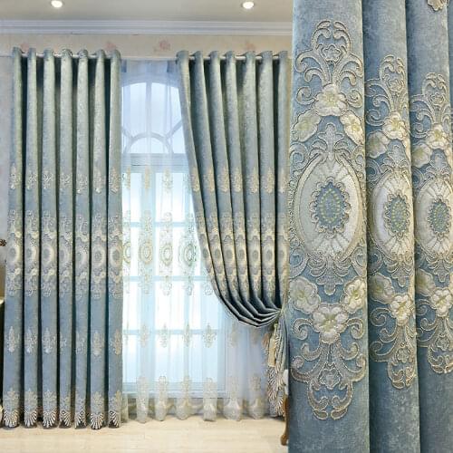 Gold Thread Embroidery Cloth Embroidered Yarn Not Hollowed Out Embroidered Cloth Shading Curtains for Living Dining Room Bedroom