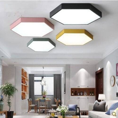 Iron Hexagon Lamps LED Ceiling Lights SIZE 30cm Height 5cm Ironware And Acrylic Kitchen Bed Room Foyer Study LED Light Fixture